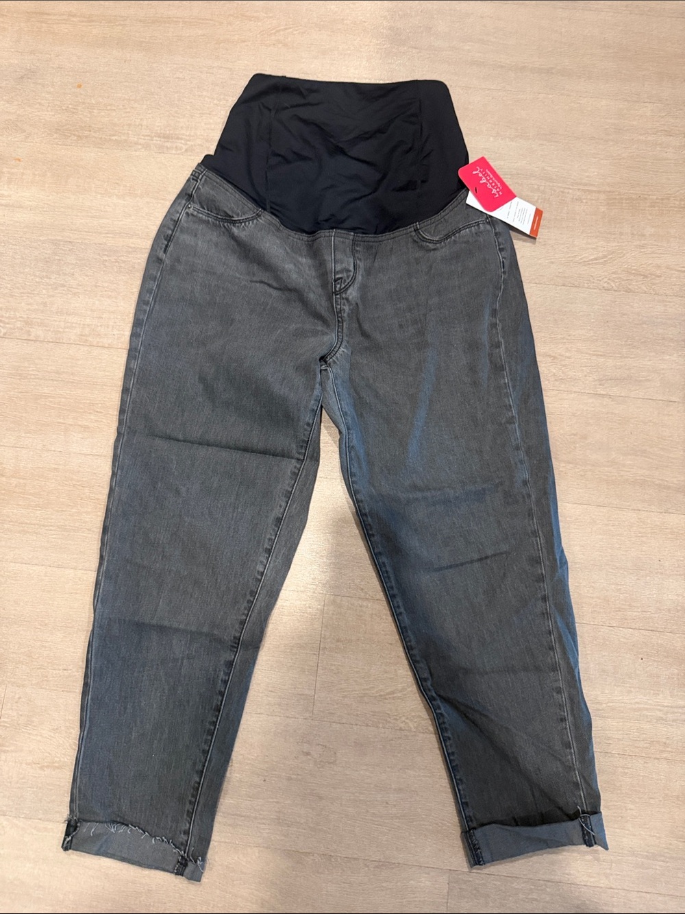 Isabel Maternity by Ingrid & Isabel Charcoal Denim Jeans with Black Belly Panel